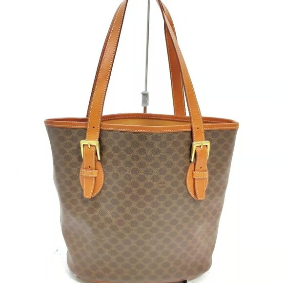 AUTHENTIC CELINE BROWN PVC HANDBAG - Picture 1 of 11